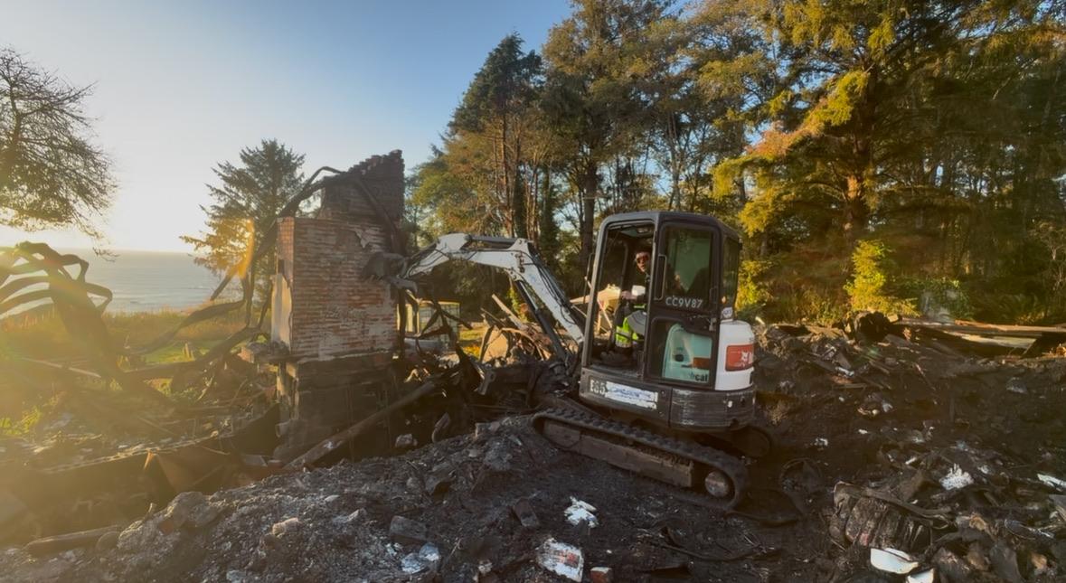 Crew working on interior demolition preparation