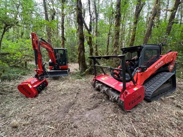 Forestry mulching machine clearing brush