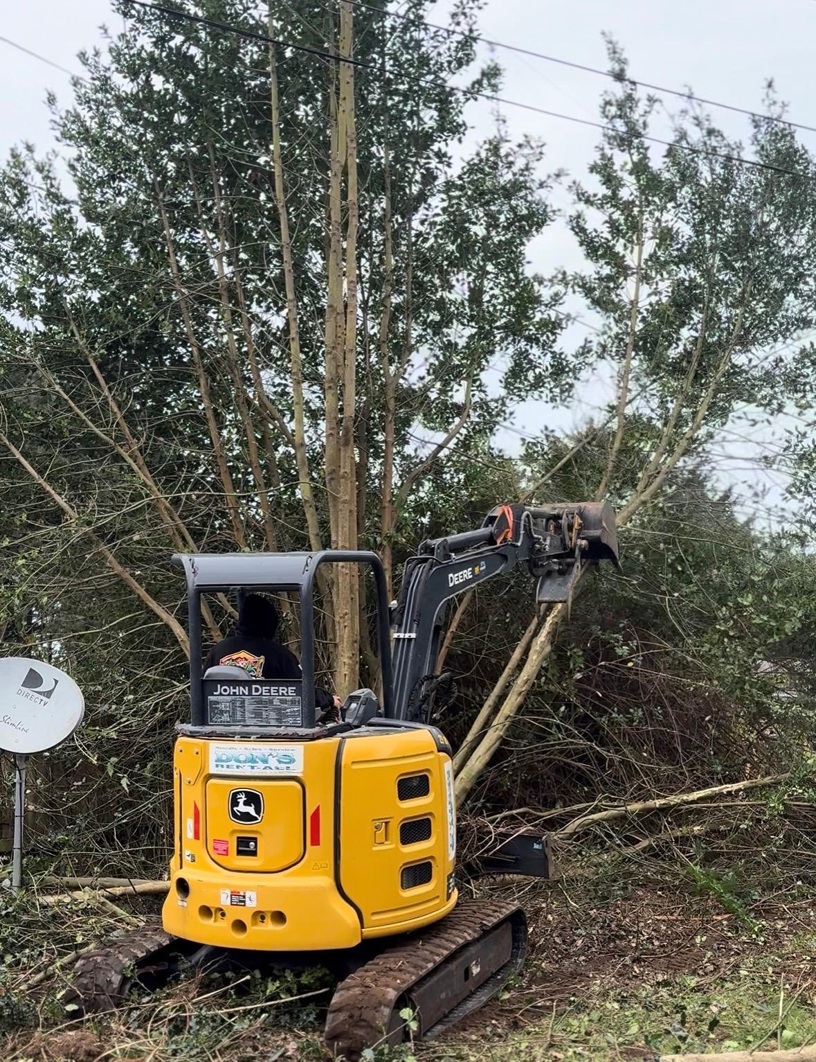 Commercial land clearing equipment working on a site